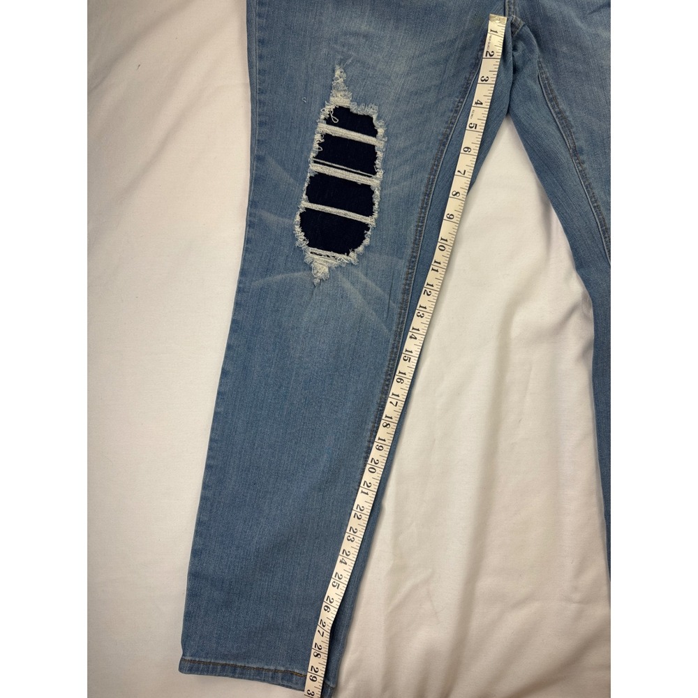 Ashley‎ Stewart Women's Size 16 Blue Skinny Patch Distressed Stretch Denim Jeans - Picture 4 of 10